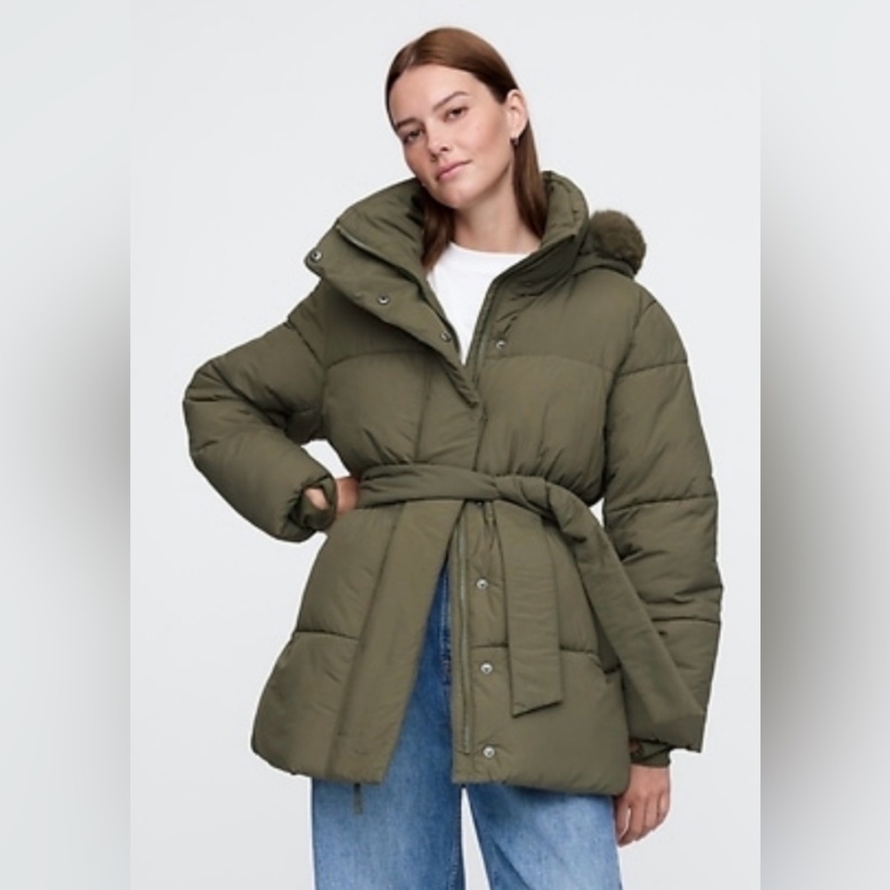Gap Primaloft Big Puff Gorpcore Winter Puffer Coat NWT SP Olive Water Repellent
